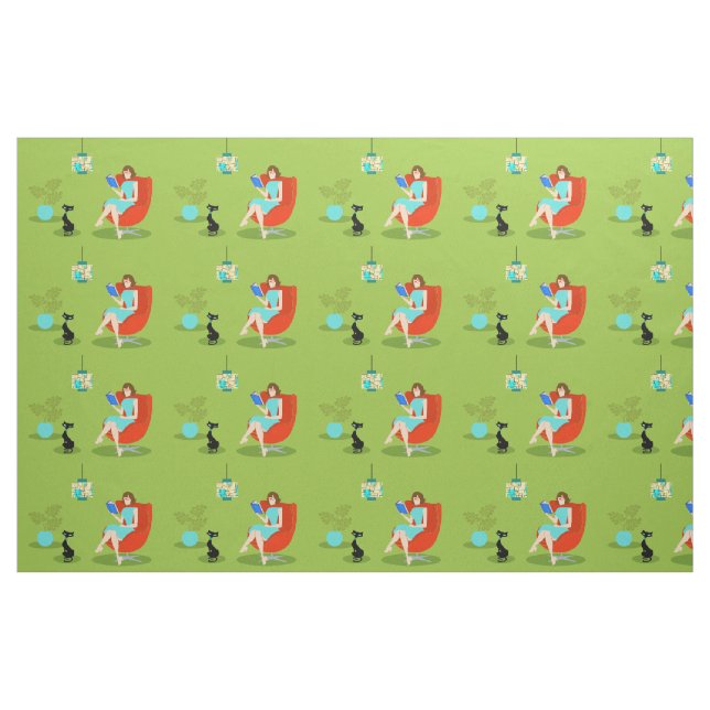 Retro Reading Woman Fabric (Yard)