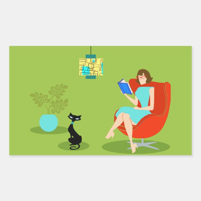 Retro Reading Woman Stickers (Front)