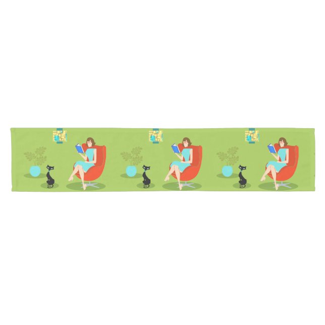Retro Reading Woman Table Runner (Horizontal)
