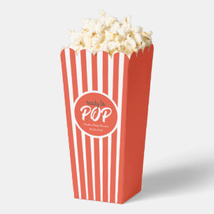 Retro Ready to Pop Baby Shower Red Stripe Pop Corn Favor Box
