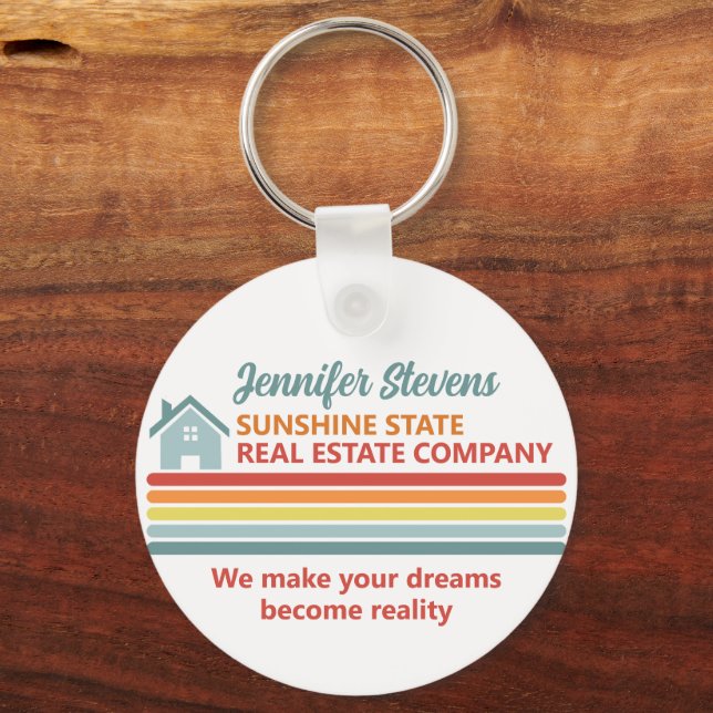 Retro Real Estate Company Realtor Marketing Keychain (Front)