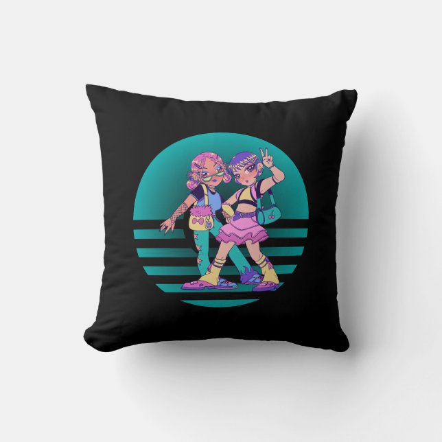 Retro Rebels Throw Pillow (Front)