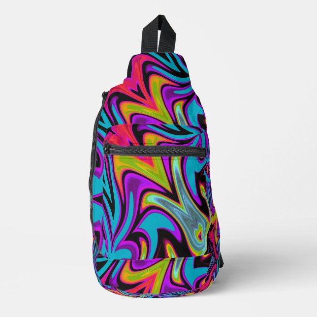 Retro Recap Blue Cosmic Swirl Sling Bag (Front)