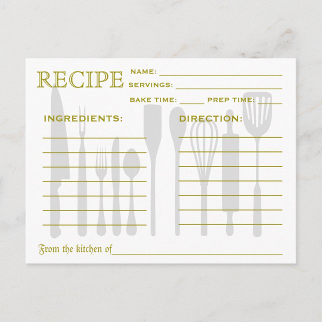 Retro Recipe Card Green Striped (Front)