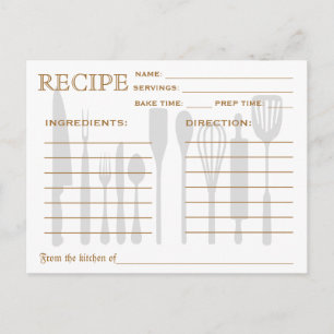Retro Recipe Card Kitchen Tools Striped