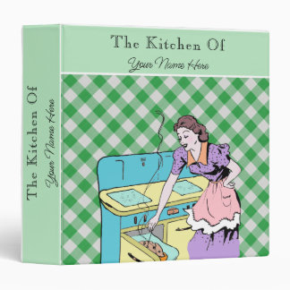 Retro Recipe Green Plaid Checks Cookbook Wife Binder