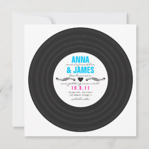 Retro Record Invitation with Hearts