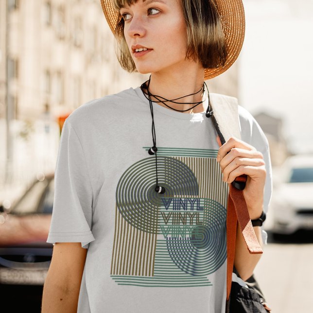 Retro Record Line Art Modern Vinyl  T-Shirt (Creator Uploaded)