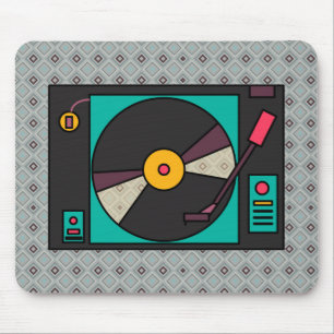 Retro Record Player Icon Mouse Pad