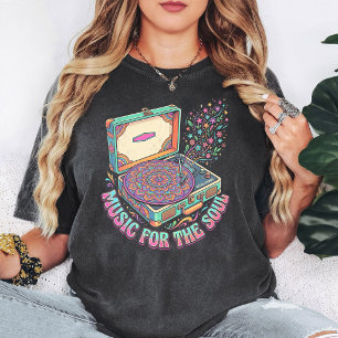 Retro Record Player Mandala Music Art T-Shirt