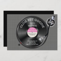 Retro Record Turntable Birthday Party Invitation