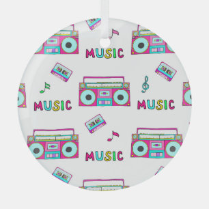 Retro Recorder Tape Seamless Glass Ornament