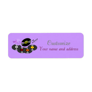 Retro Records Customizable Address Labels
