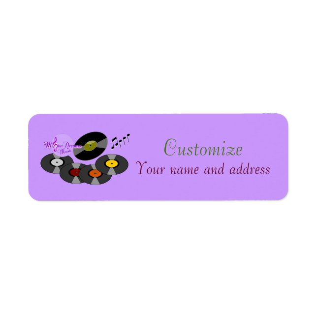 Retro Records Customizable Address Labels (Front)