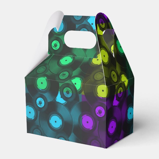 Retro Records Neon Colourful Collage Favor Box (Front Side)