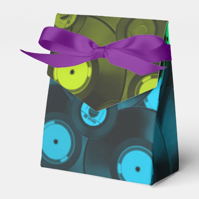 Retro Records Neon Colourful Collage Favor Box (Front Side)