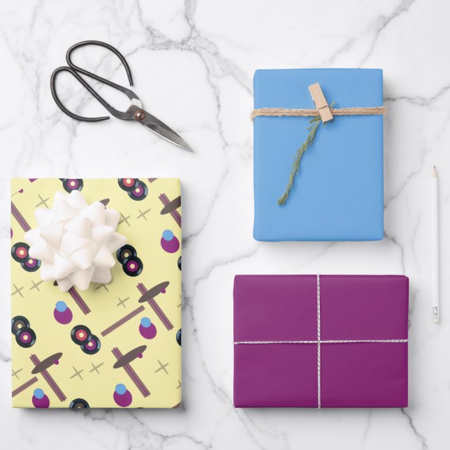 Retro Records Style 1- Yellow Wrapping Paper Sheet (Front)