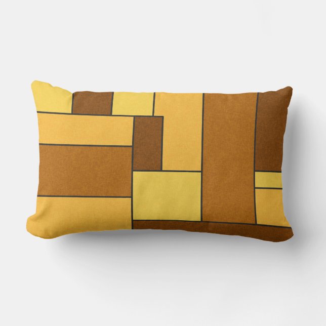 RETRO RECTANGLES BROWN YELLOW ORANGES PATTERNS TEM LUMBAR PILLOW (Front)