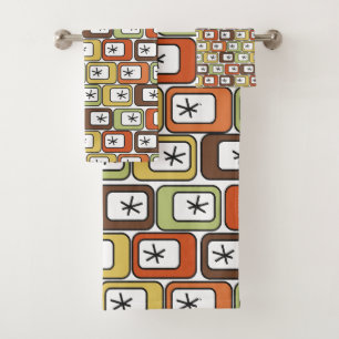Retro Rectangles with Starbursts  Bath Towel Set