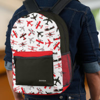 Retro Red and Black WWII Military Airplane School