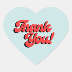 Retro Red and Blue Heart Thank You Sticker