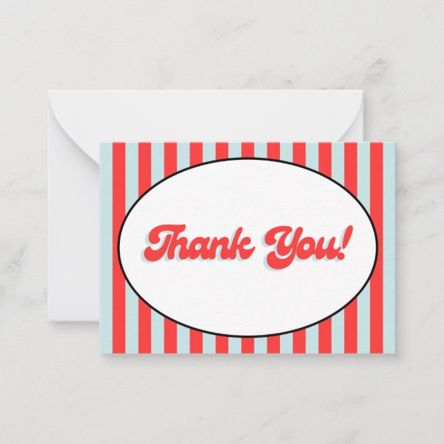 Retro Red and Blue Thank You Card (Front)