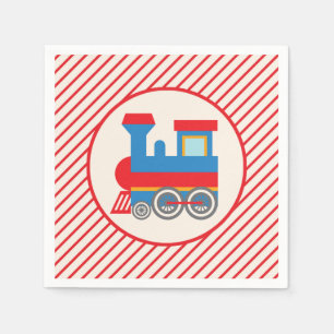 Retro Red and Blue Train Napkin