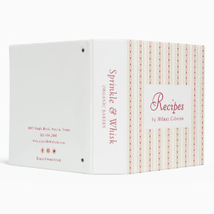 Retro Red And Cream Heart Stripes Bakery Binder