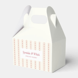 Retro Red And Cream Heart Stripes Bakery Favor Box