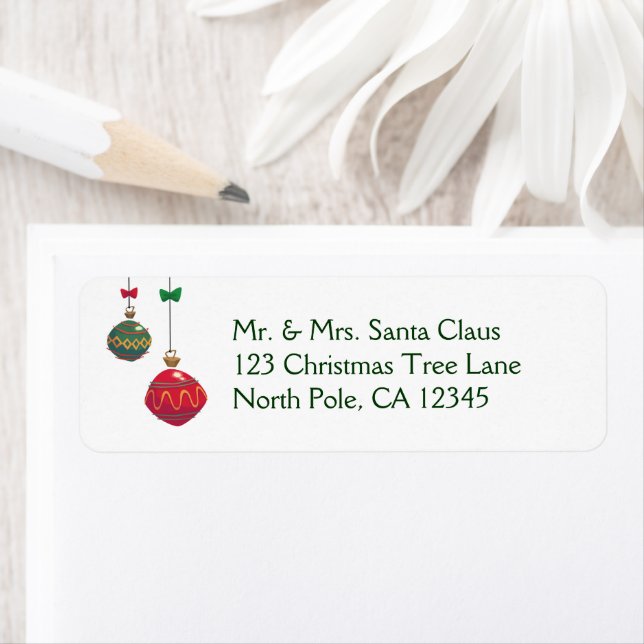 Retro Red and Green Christmas Ornaments (Insitu)