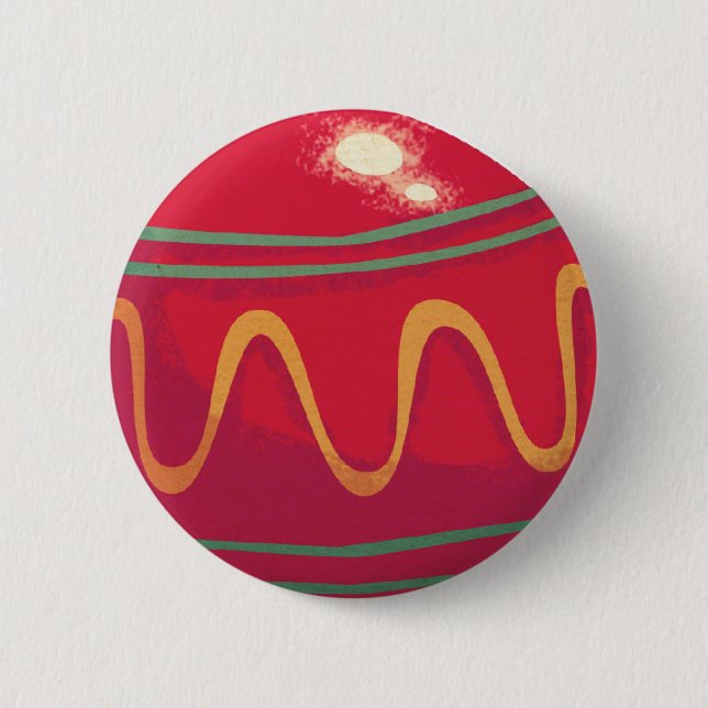 Retro Red and Green Christmas Ornaments 2 Inch Round Button (Front)