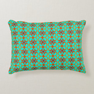 Retro Red and Green Pattern Accent Pillow