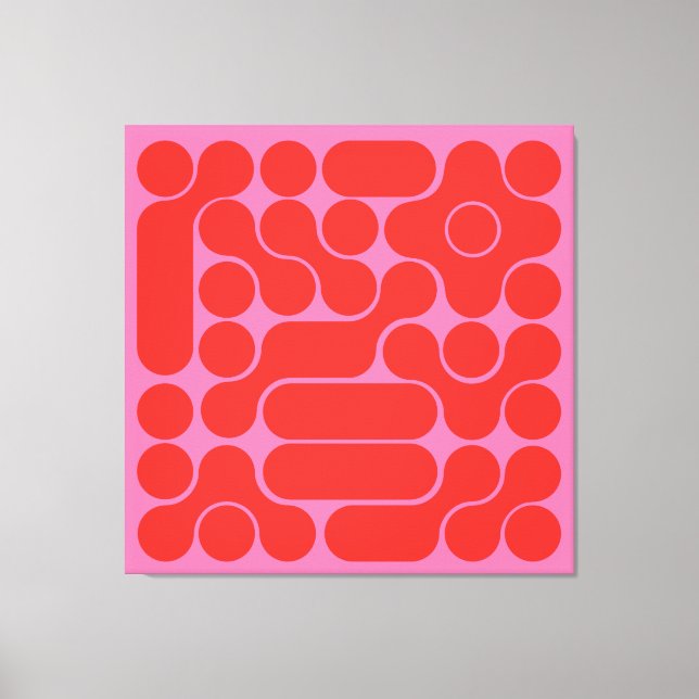 retro red and hot pink circle abstract canvas print (Front)