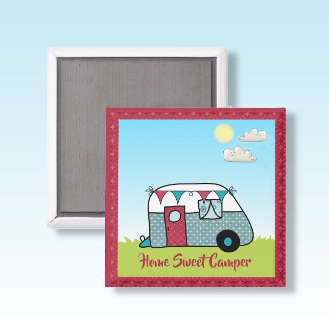 Retro Red and Teal Camper Magnet (Creator Uploaded)