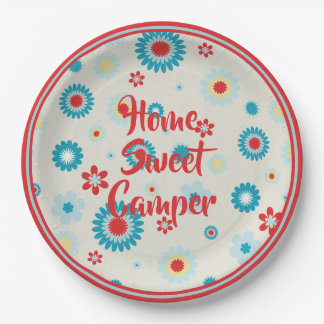 Retro Red and Teal Camper Paper Plate