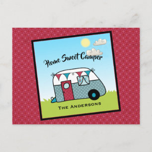 Retro Red and Teal Camper Postcard