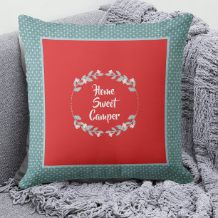 Retro Red and Teal Reversible Throw Pillow