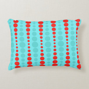 Retro Red and Turquoise Dots Accent Pillow