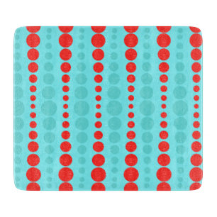 Retro Red and Turquoise Dots Cutting Board