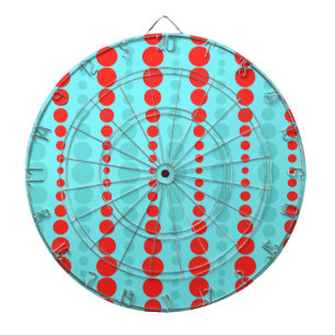 Retro Red and Turquoise Dots Dart Board