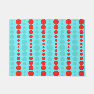 Retro Red and Turquoise Dots Door Mat