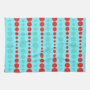 Retro Red and Turquoise Dots Kitchen Towel
