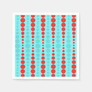 Retro Red and Turquoise Dots Paper Napkins