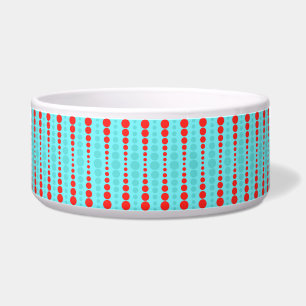 Retro Red and Turquoise Dots Pet Bowl