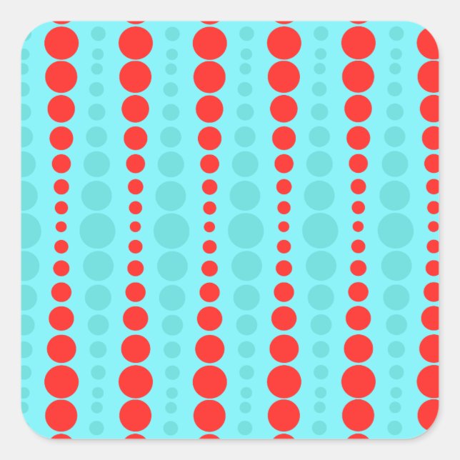 Retro Red and Turquoise Dots Stickers (Front)