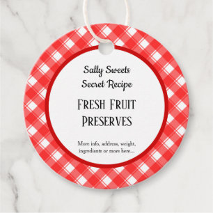 Retro Red and White Plaid Baking Tags