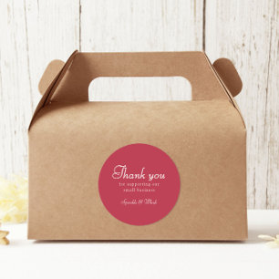 Retro Red And White Thank You Bakery Classic Round Sticker