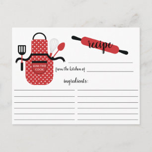 Retro Red Apron Kitchen Tools Recipe Card