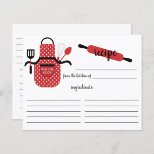 Retro Red Apron Kitchen Tools Recipe Card