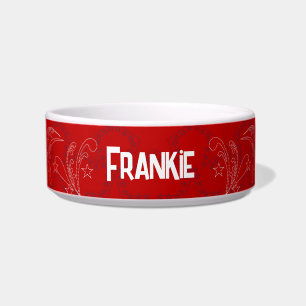Retro Red Bandana Personalized Bowl